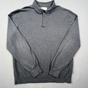 Modern Ambition Polo Sweater‎ Mens L Grey Cotton Wool Blend Long Sleeve Classy